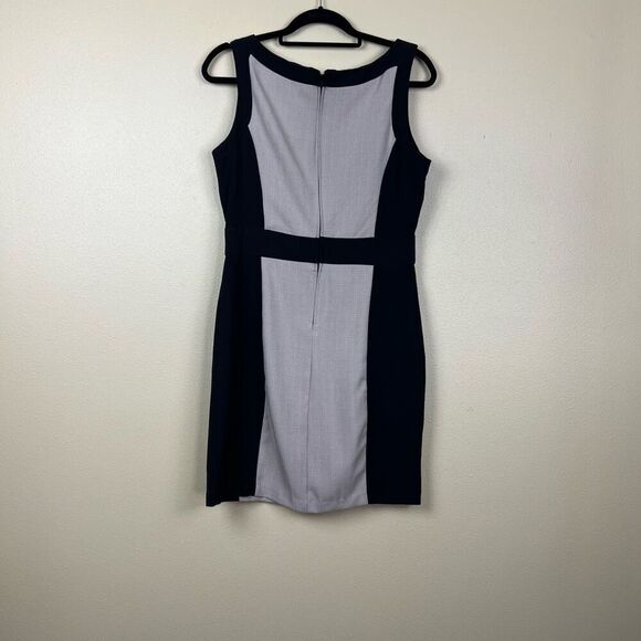 BCX Macys Dress Midi Tan Black Sleeveless Zip Casual Business Size L - Picture 2 of 5